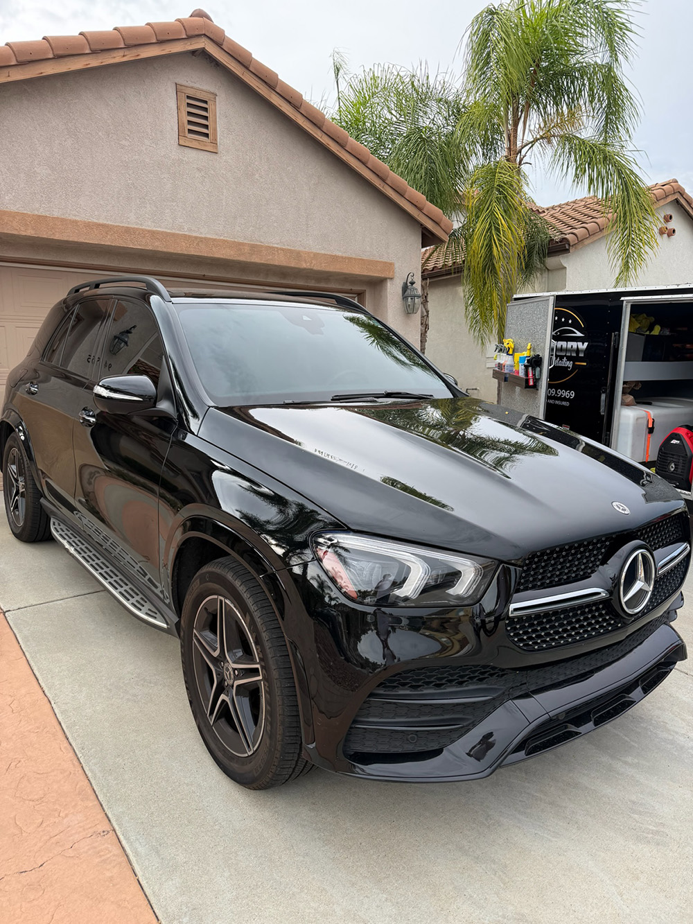 Black Mercedes GLE ceramic coating finish showing deep reflective gloss