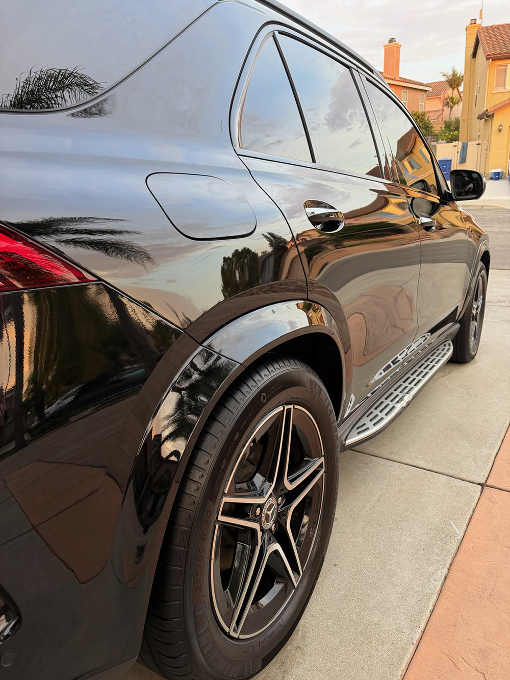 Black Mercedes SUV mid ceramic coating application and paint correction