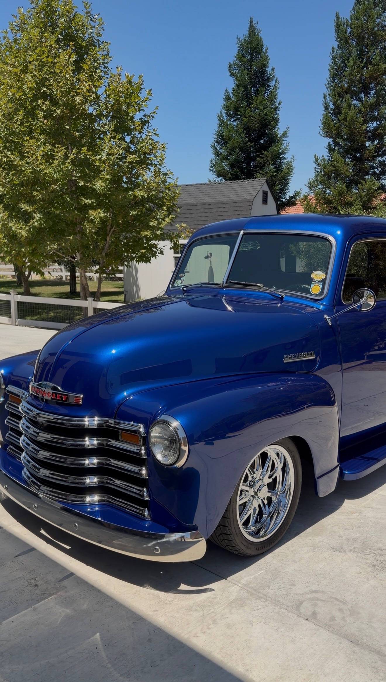 Classic Chevy truck in deep blue after a ceramic coating application