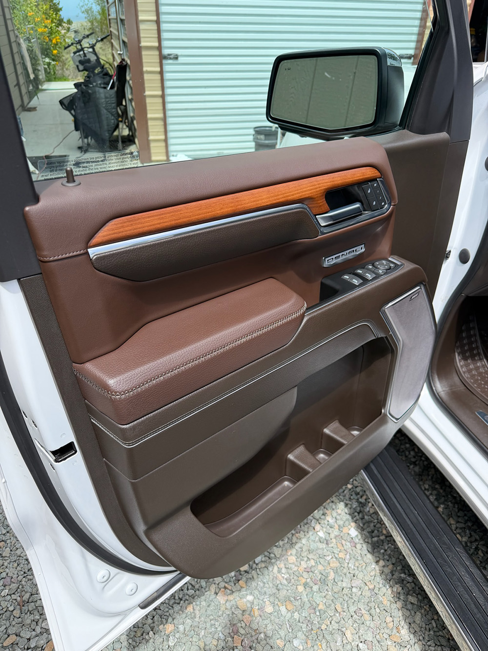 GMC Denali brown leather door panel detailed and conditioned