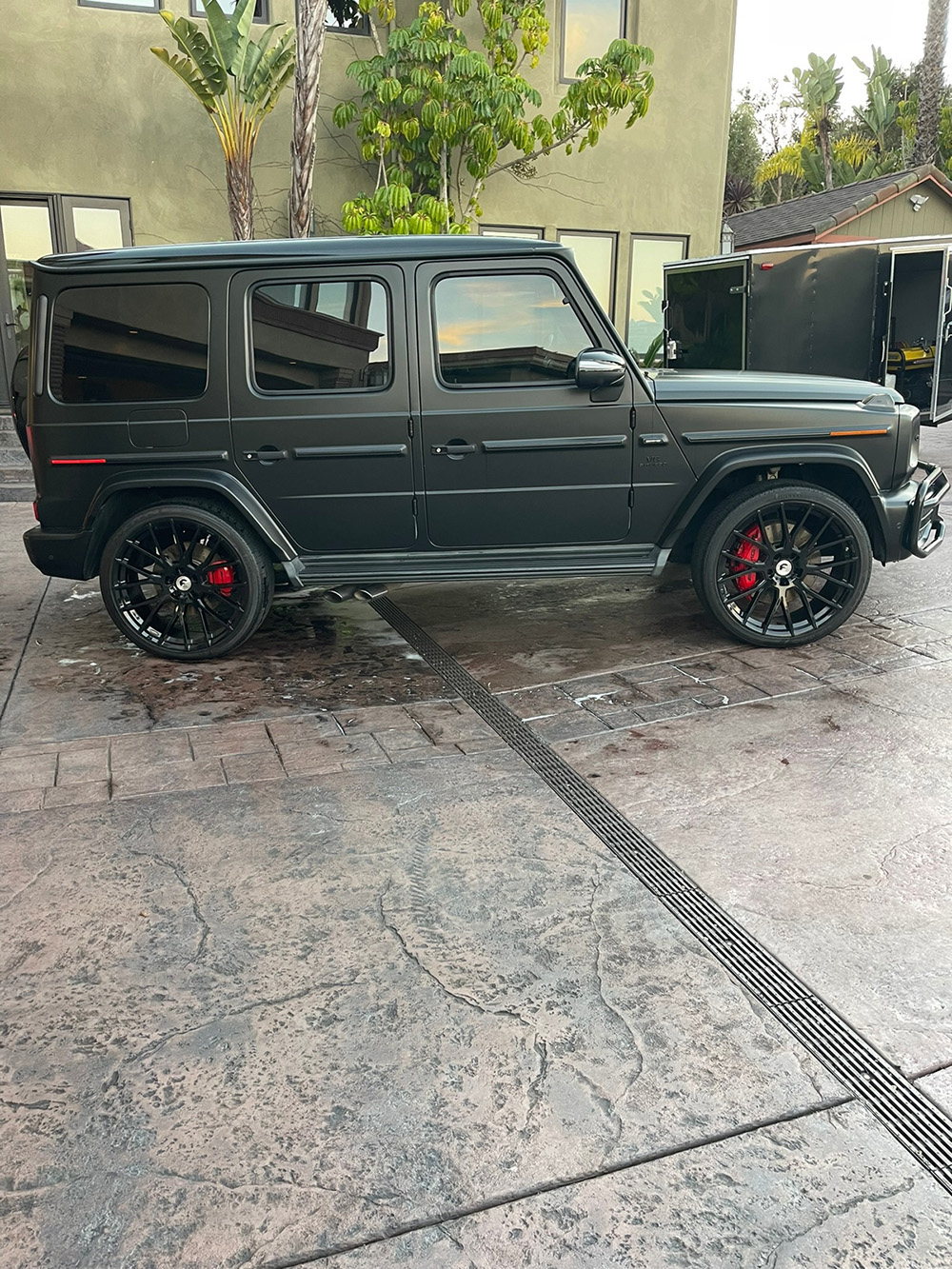 Matte black Mercedes G-Wagon after an exterior detail in Chula Vista